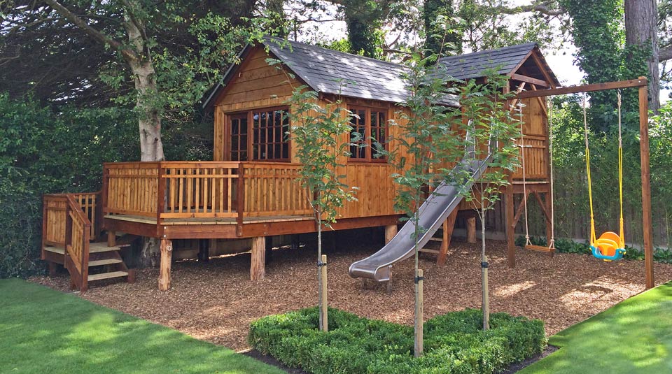 Custom designed and built treehouse in urban Dublin garden