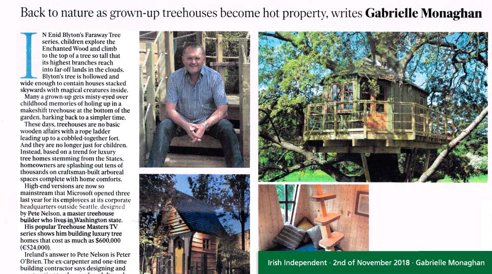 Forest Wild Treehouses in the Irish Independent