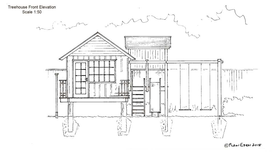 Custom designed games room treehouse and play tower design drawing