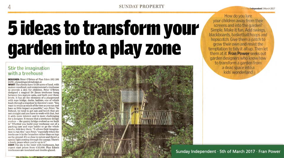 Forest Wild Treehouses in the Sunday Independent