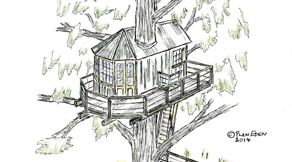 Custom adult treehouse design sketch by Forest Wild Treehouses
